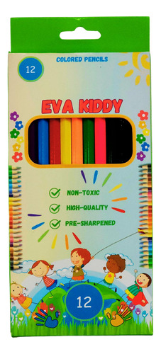Juego De Lápices De Colores Eva Kiddy Para Niños (12 Quila