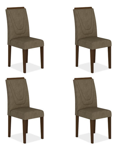 Conjunto 4 Cadeiras Lima Imbuia/ Cappuccino Cor Imbuia/capuccino 02 Cor da estrutura da cadeira Imbuia Desenho do tecido Liso