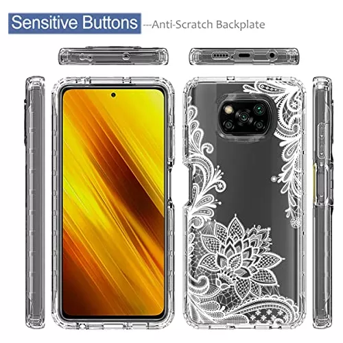 Funda de teléfono para Poco X3 NFC/Poco X3 Pro/Poco X3 con protector de  pantalla de vidrio templado, carcasa protectora de cuerpo completo