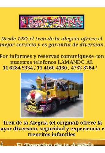 Imagen 2 de 5 de Tren De La Alegria Party Bus Cumples, Despedidas Egresados