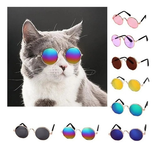 Lentes Para Gato Perro Razas Pequeñas Tornasol Rosa Negro