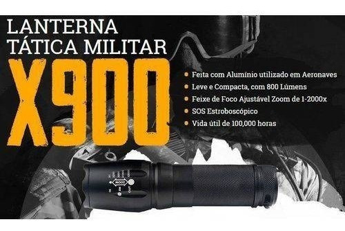 Lanterna Tática Militar X900 Cor da lanterna Preta Cor da luz Branco brilhante