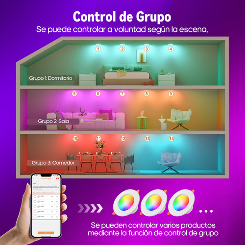 Goodea Lamparas Luz De Techo Foco Led Inteligente Bluetooth Rgb 2pc Estructura Blanco Frío lampara rgb,inteligente, lamparas de techo, iluminacion, lamparas para interiores, led rgb,faroles para ext