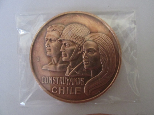 Antigua Medalla Construyamos Chile A. Pinochet 1974 Escasa
