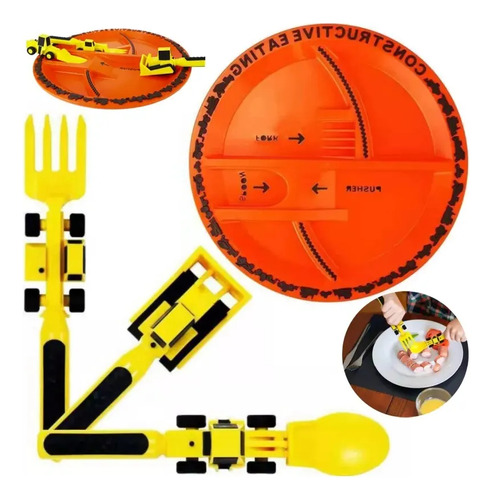 Juego De Vajilla Infantil Bulldozer Car, 4 Piezas