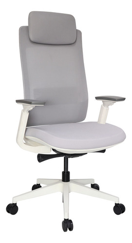 Silla Ejecutiva Para Oficina Quo Ergonómica Con Cabecera Color Blanco Material Del Tapizado Malla