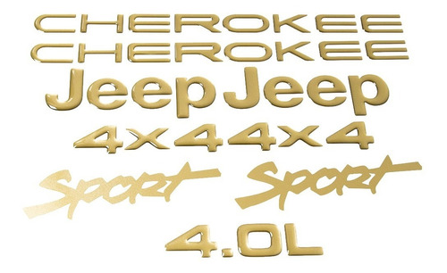 Kit Adesivo Dourado Resinado Jeep Cherokee Sport Azul Dr4