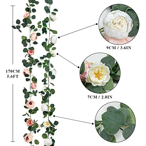 Juego De 2 Guirnaldas De Flores Artificiales De 11.2 Pi...