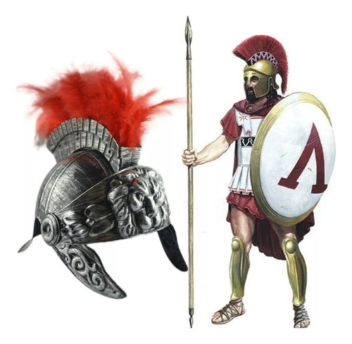 Casco Romano Vintage Con Casco Medieval, Disfraz Plateado