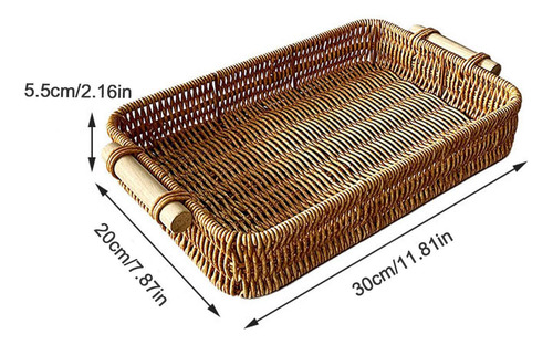 Bandeja De Ratán Para Servir, Bandeja Rectangular De Mimbre