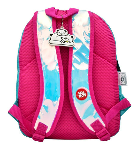 Mochila verde primária Mos Tropi Api Kipi com design de tecido estampado em caixa eletrônico, pelúcia