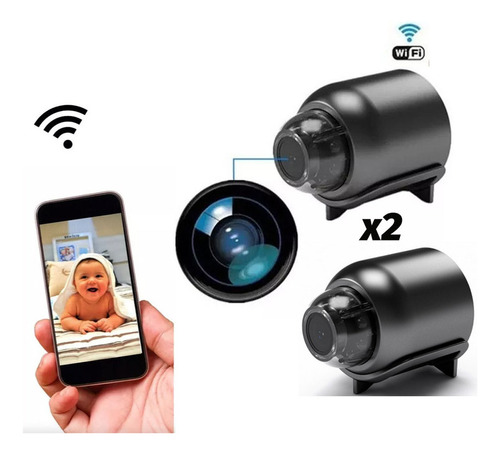 2 Piezas Mini Cámara Inalámbrica Wifi Vision Wifi 1080p - Hd