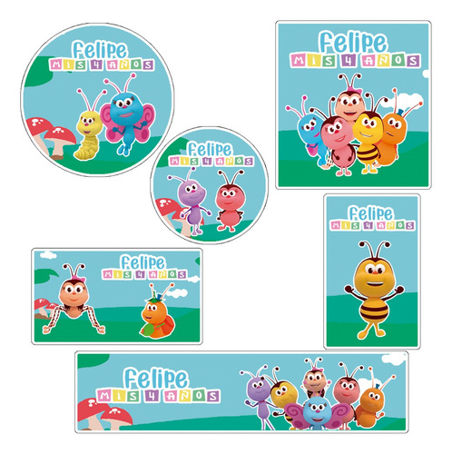 Kit 144 Stickers Bichi Kids Reino Infantil Candybar Etiqueta