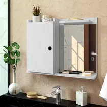 Comprar Espelheira Banheiro Com Porta Prateleira Armário Madri Cor