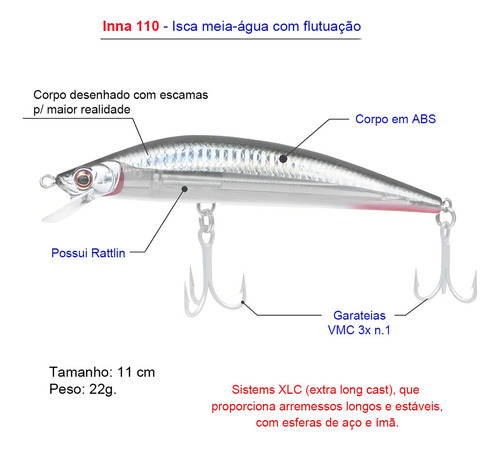 Isca Artificial Marine Sports Inna 110 - 11cm cor HGT