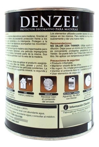 Protector 1l Caoba Para Madera Satinado Denzel Barril