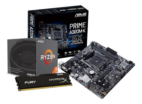 Kit Placa Mãe Asus A320m-k + Ryzen 3 2200g + 8gb 2400