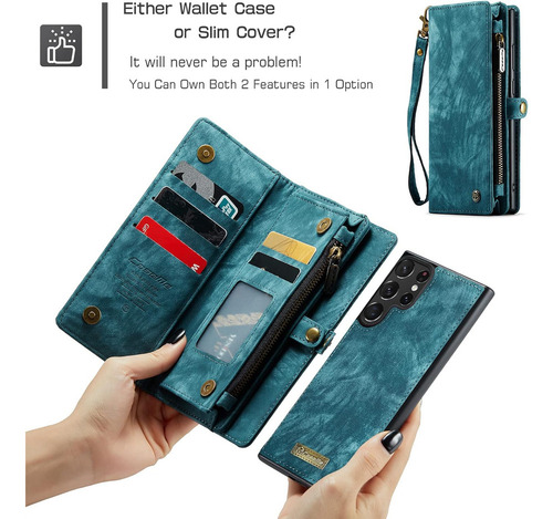 B Funda De Piel Con Tapa For Samsung Galaxy S22 Ultra