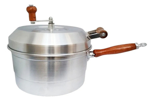 Pipoqueira Panela Alumínio Manual 5 L Pipoca Doce Salgada Cor Inox