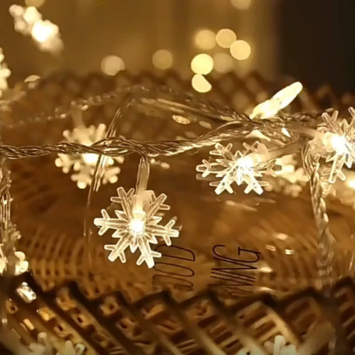Cadena De Luces Led Con Forma De Copo De Nieve Para Exterior