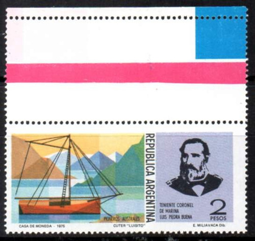 Argentina 1975. 2p Luis Piedrabuena Con Complemento Arriba