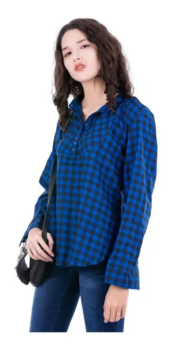 Camisa cuadros azul mujer hotsell