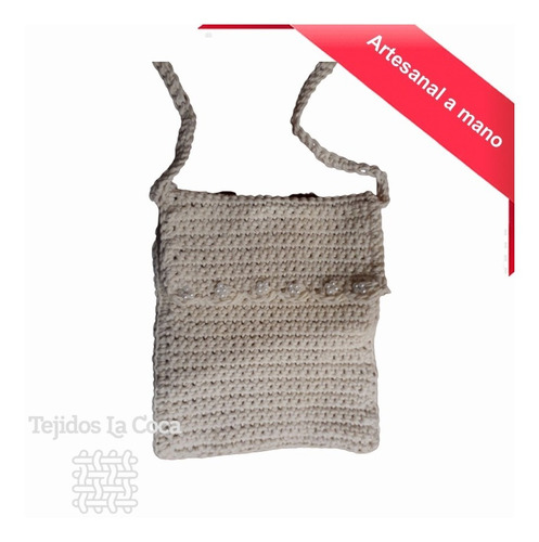 Imagen 3 de 3 de Bandolera Hilo Blanca Crochet Artesanal (tlc50)