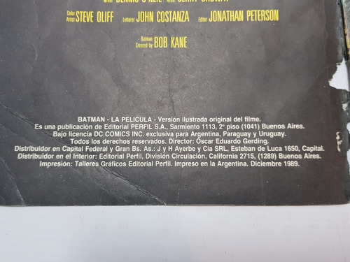 Imagen 3 de 8 de Batman Antiguo Cómic Ilustrado De La Película 1989 Mag 56972