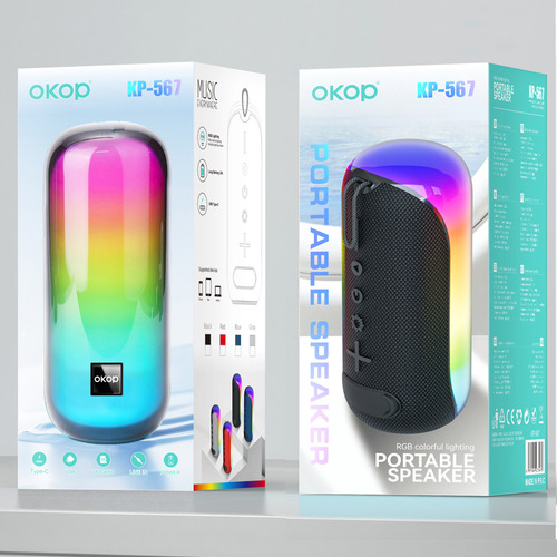 Parlante Pórtatil Bluetooth Okop 567 Led Waterproof