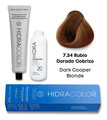 Kit Tinte Hidracolor 7.34 Rubio Dorado Cobrizo Revelador 6% 7.34 Rubio ...