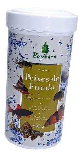Ração P/ Peixes Poytara Peixes De Fundo 600g Cascudos Botias