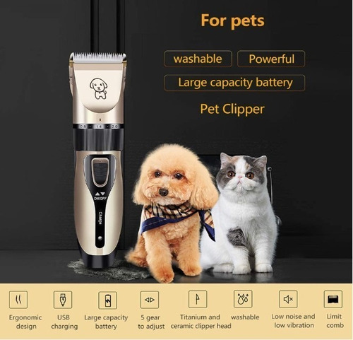 Máquina Tosa Cachorro Gato Aparelho De Tosa Pet Kit Completo Cor Dourado 110V/220V