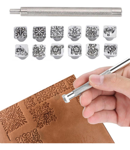 Imagen 1 de 5 de Set 12 Herramientas Para Cuero Repujado Patrones De Flor