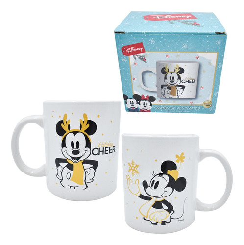 Taza Cafe Ceramica Disney Mickey Minnie Mouse Navidad 480ml