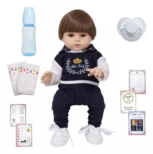 Boneco Bebê Reborn Menino 100% Silicone Principe Acessórios em Promoção na  Americanas