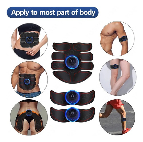 Estimulador Muscular Recarregavel Choque Abdominal + Display