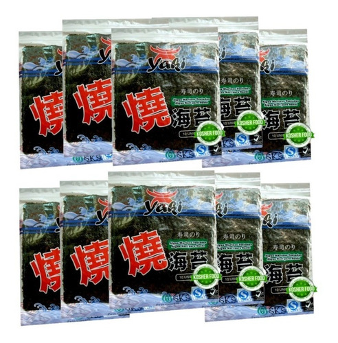 Imagen 1 de 3 de Algas Nori Para Sushi 10 Pack X 10 Und Laminas Importadas