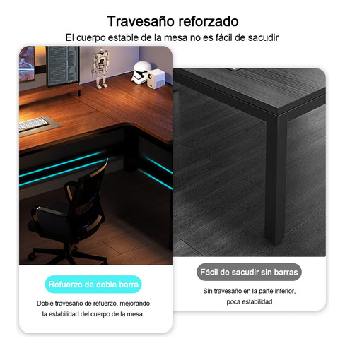 Escritorio Estudio Minimalista Madera Nogal Oscura L Derecha Black Walnut