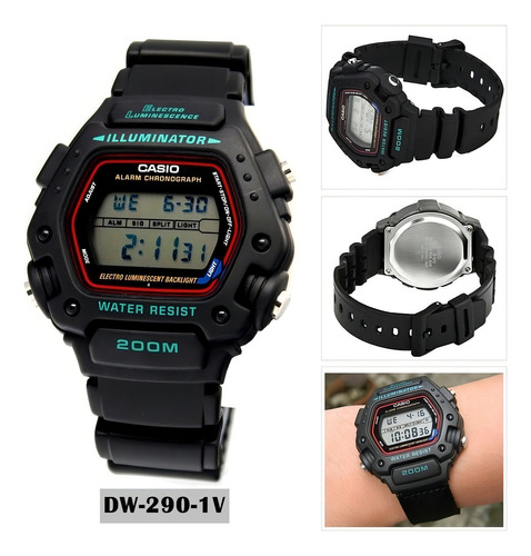Reloj Casio Dw 290 1v Uso Rudo Cronometro Sumergible 200 M