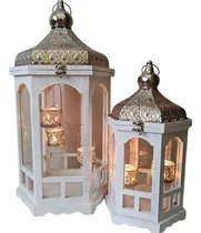 Comprar Set X2 Fanales Farol 63 + 43cm Porta Vela Jardin Deco Zn