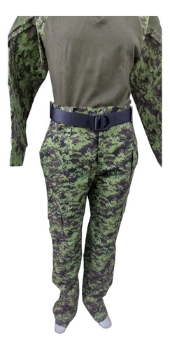 Traje Táctico Verde Pixel Camisa Pantalón Cinto Talla 44