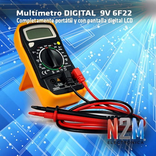 Imagen 6 de 10 de Multimetro Digital 9v 6f22 Tester Con Buzzer