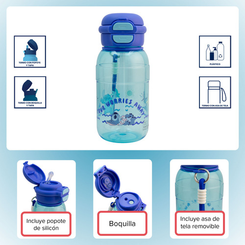 Botella De Plástico Con Tapa Doble Personajes Animados 680ml Color stitch