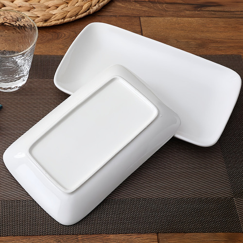Plato Rectangular Melamina 9.5 Blanco 6 Piezas