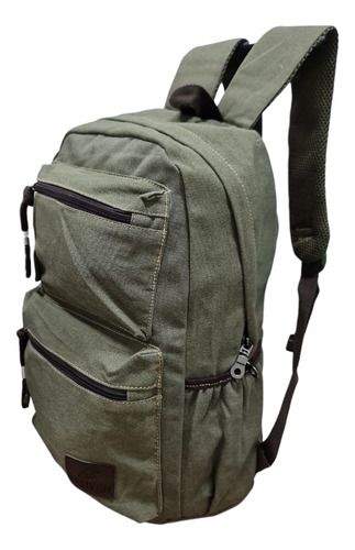 Mochila Escolar Em Lona 35l Notebook Unisex Premium Vida Tod Cor Verde Desenho do tecido Liso