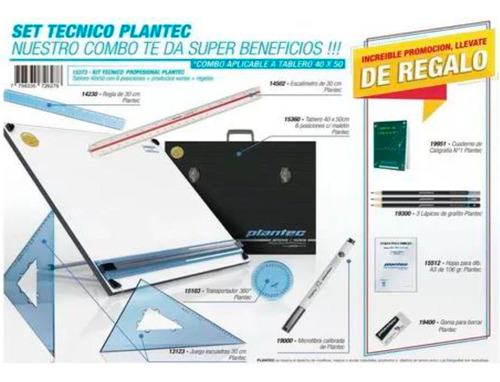 Kit Completo Dibujo Tecnico Plantec.(tablero 40 X 50)