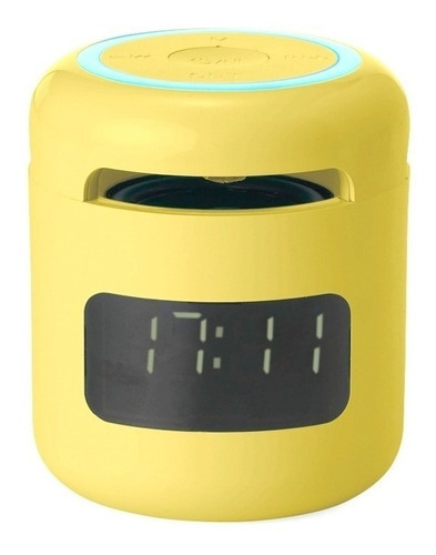 Rádio Relógio Caixinha De Som Fm Bluetooth Despertador Cor Amarelo Bivolt