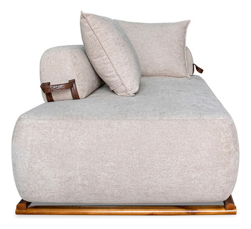 Sofá 2 Lugares 160cm Ilha Base Madeira Viero S06 Bouclê Bege Cor Creme