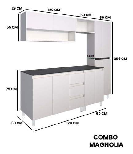 Cocina Integral Completa Decomobil Premium Minimalista Color Blanco - Mármol Negro