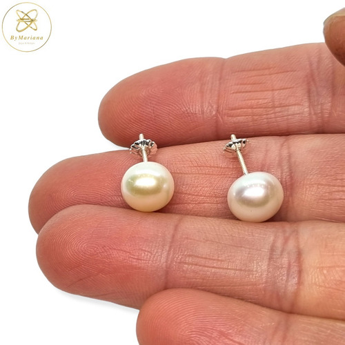 Aros Plata Perla Cultivada De Rio 9mm